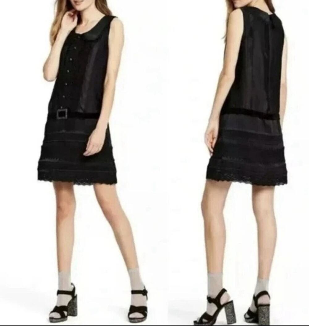 Anna Sui for Target Black Lace Trim Belted Dress Size S